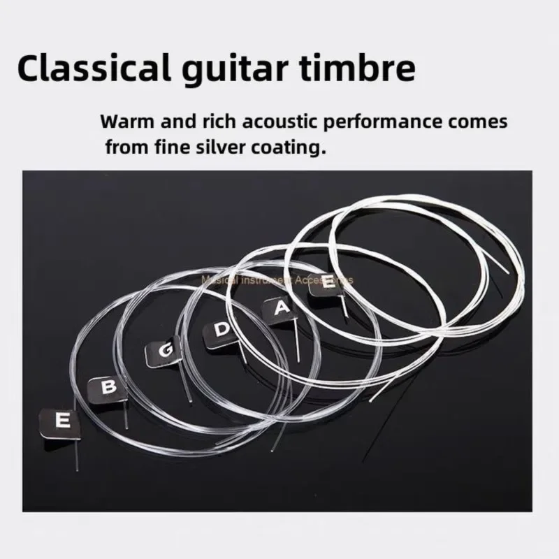 EJ46 Classical Nylon Guitar Strings Silver Plated Wound Nylon Core Hard Tension Rich In Tone Music Lovers\' First Choice