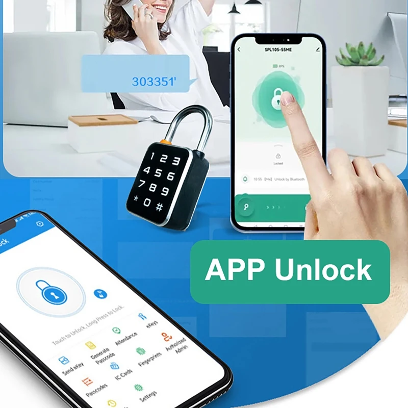 Portable Anti-theft Padlock APP Fingerprint Password Combination Smart Biometric Padlock USB Charging For Locker Luggage Gym