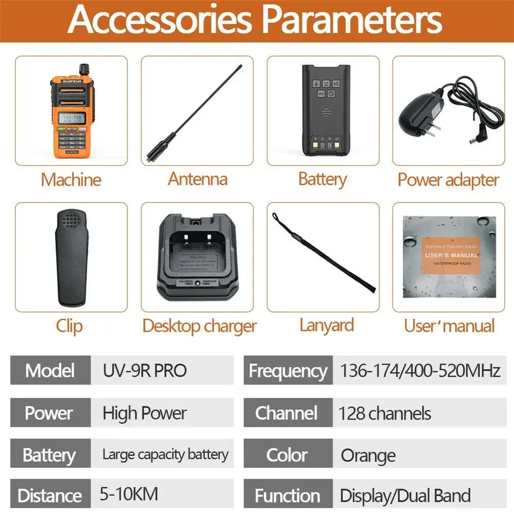 Practical bestseller BAOFENG  UV-9R PRO Waterproof Walkie-talkie TYPE-C Port for Boat and Civil Use High-power High-dual-band Ou
