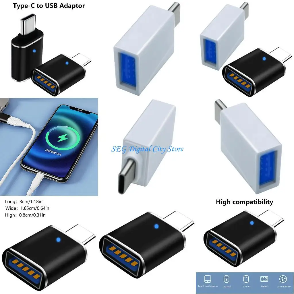 

U75B Тип C до USB3.0 OTG -адаптер с индикатором света для клавиатур мыши USB -камеры.