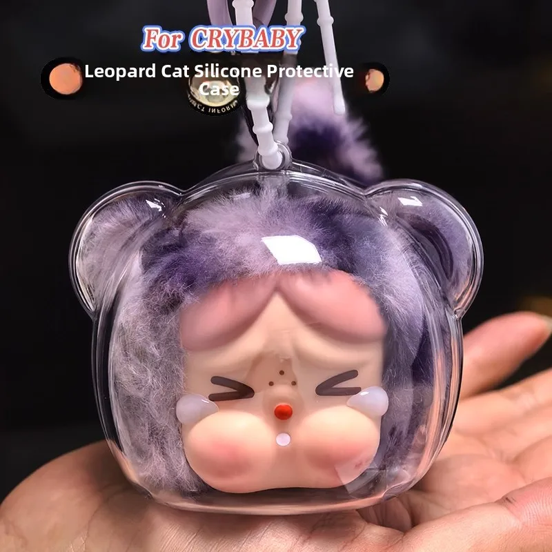 高精細透明ヒョウ柄猫保護シェル泣き虫人形ビニールバックパック吊り下げ飾りスリングバッグ硬質pvc不規則