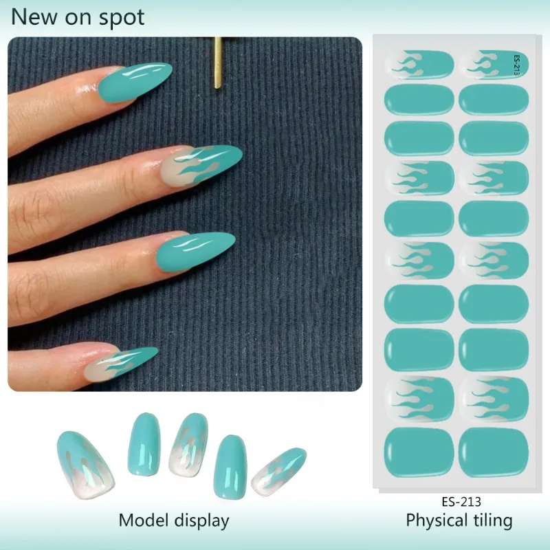 French Semi-Cured Nail Wraps Flash Solid Adhesive Waterproof Long Lasting Gel Nail Oil Film Stickers for UV Lamp Need Manicure