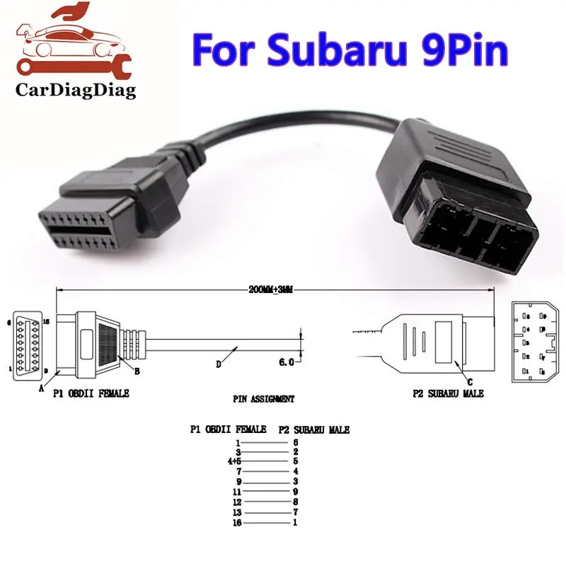OBD2 Extension Cable For Subaru 9Pin cable OBD1 to obd2 16 pin lead diagnostic interface cable 9 pin OBDII extension cord