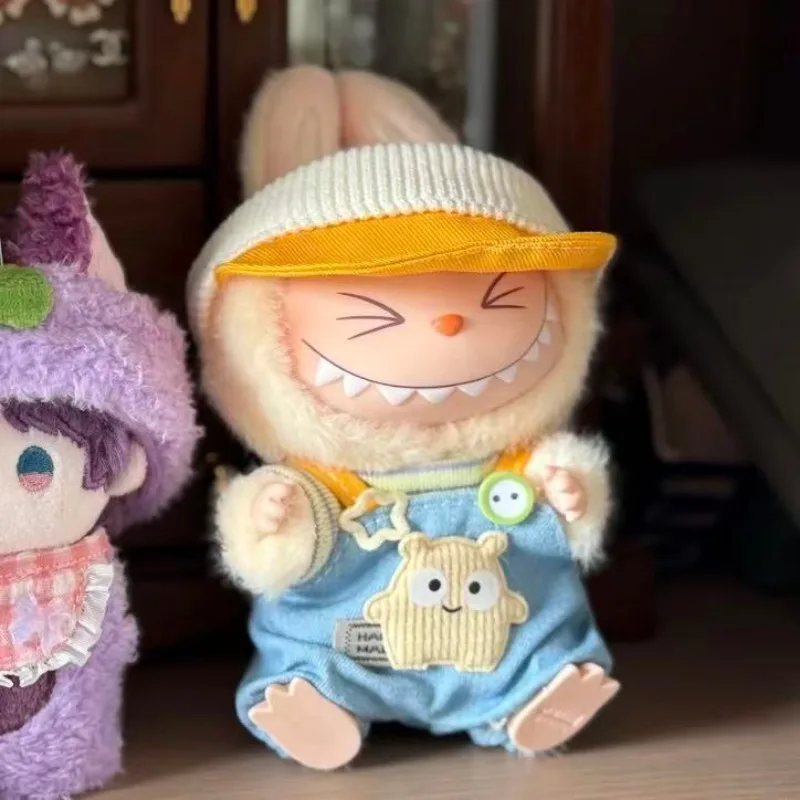 Ubranka dla lalek Labubu 17 cm, akcesoria, wielokolorowe ogrodniczki, zestaw ubrań dla lalek Macaron, prezent.