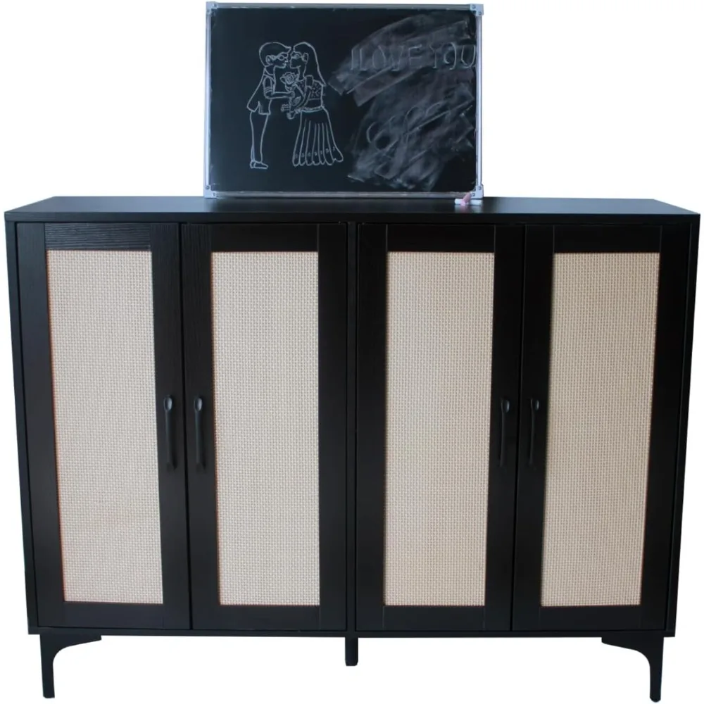 

Буфет, боковой шкаф для хранения, прихожая, буфет с ротангом, 4-дверные, регулируемые полки