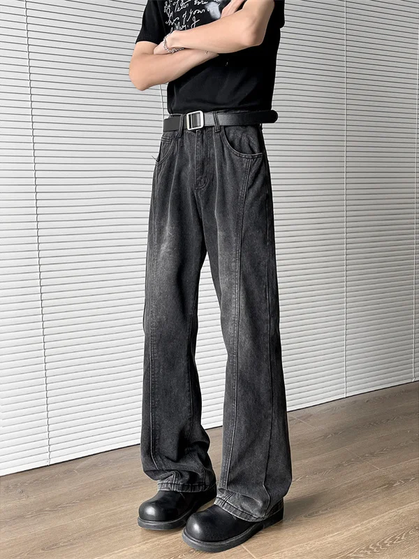 

Винтажные мужские джинсы Black Bla в стиле High Street: модные прямые брюки с легким клешем, весенне-осенние, повседневные, длинные