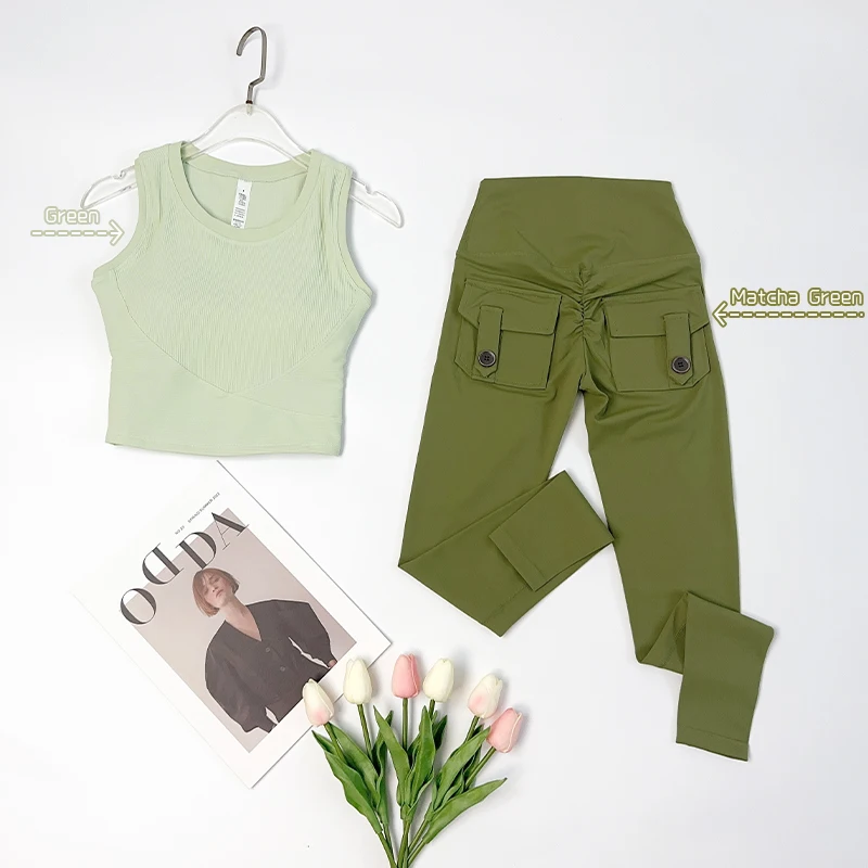 Pantaloni da yoga fitness a vita alta da donna Leggings elasticizzati sportivi Tasche posteriori Leggings push up Allenamento Corsa Abbigliamento da palestra