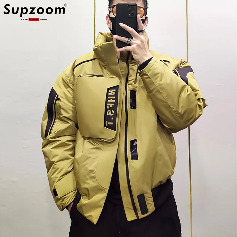 

Supzoom 2025 New Arrival Thicken Print Bread Suit Winter Warm Cotton Couple Cold Clothes Hooded Casual Mens Jackets And Coats