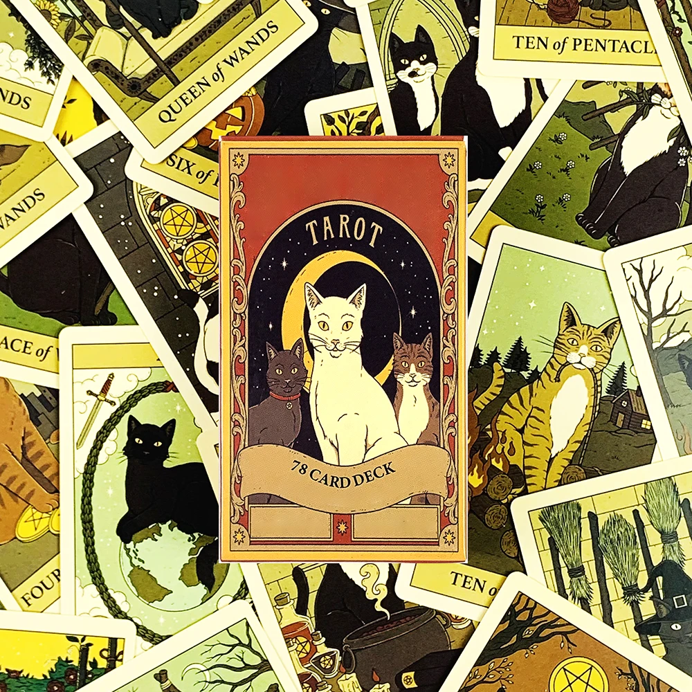 Cartes de Tarot de 78 cartes uniques pour les amateurs de chats et les amateurs de Tarot, jeu de cartes mignonnes, cadeaux du nouvel an, offre spéciale