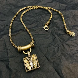 Butterfly Necklace Artistic Retro European And American Design Vintage Geometric Block Pendant Exaggerated Accessory