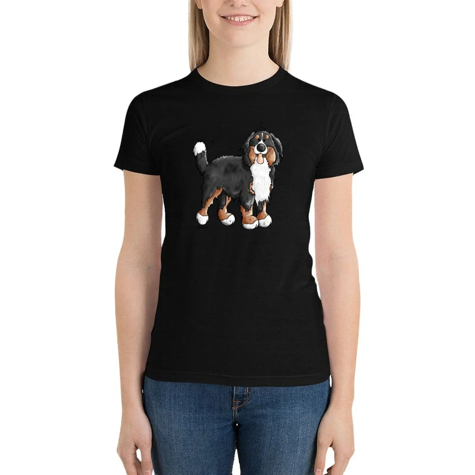 

Happy Bernese Mountain Dog - Comic - Dogs - Cartoon Gift Funny T-Shirt vintage clothes female korean fashion Woman clothes