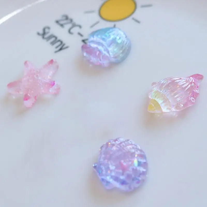 10 Stück Mini Kawaii Niedliche Stern-Muschel Cabochons mit Flacher Rückseite für DIY Scrapbooking, Party-Haarspangen-Zubehör, Heimdekoration, Bastelzubehör – Detail 4