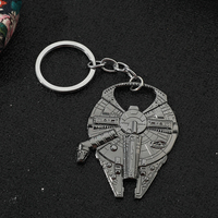 Science Fiction Movie Millennium Falcon Pendant Keychain Vintage Silver Spacecraft Bottle Opener Keyring Men Party Accessories