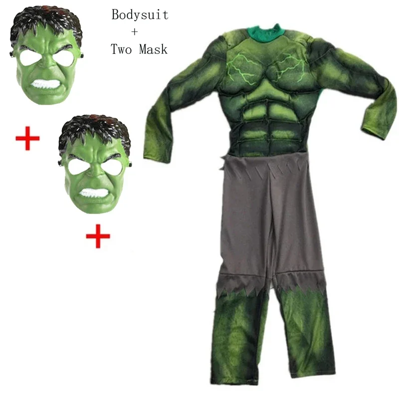 Green Giant Hero Cosplay Costumes para Crianças, Hulk, Músculo, Halloween, Carnaval, Super-heróis, Máscara, Presentes de Natal, Fantasia, Meninos, Crianças