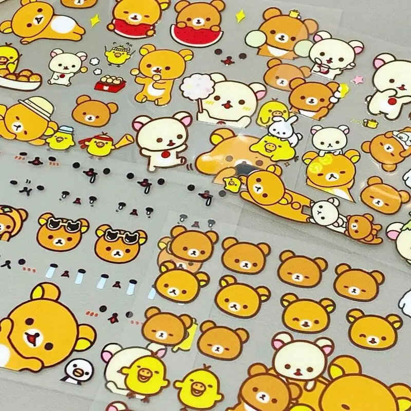 Large Multiple Water Cup Stickers Diy Rilakkuma Kawaii Crystal Transfer Printing Sticker Waterproof Scratch Resistant Stickers
