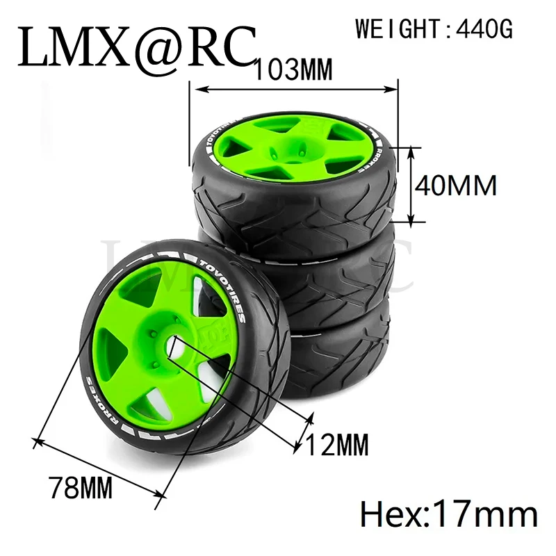 4pcs 105mm 1/8 RC Off-Road Buggy Tires Wheel 17mm Hex for ARRMA Traxxas Redcat Team Losi Kyosho VRX HPI WR8 HSP Hobao 1:8 RC Car