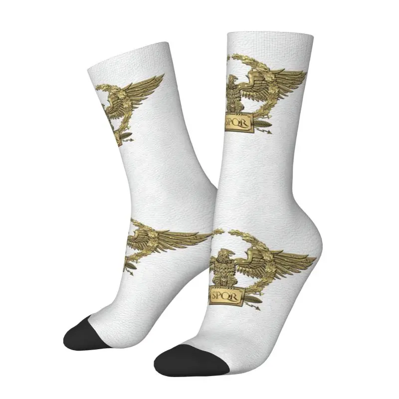 Custom Harajuku Gold Roman Imperial Eagle Socks Women Men Warm 3D Print SPQR Roman Army Football Sports Socks