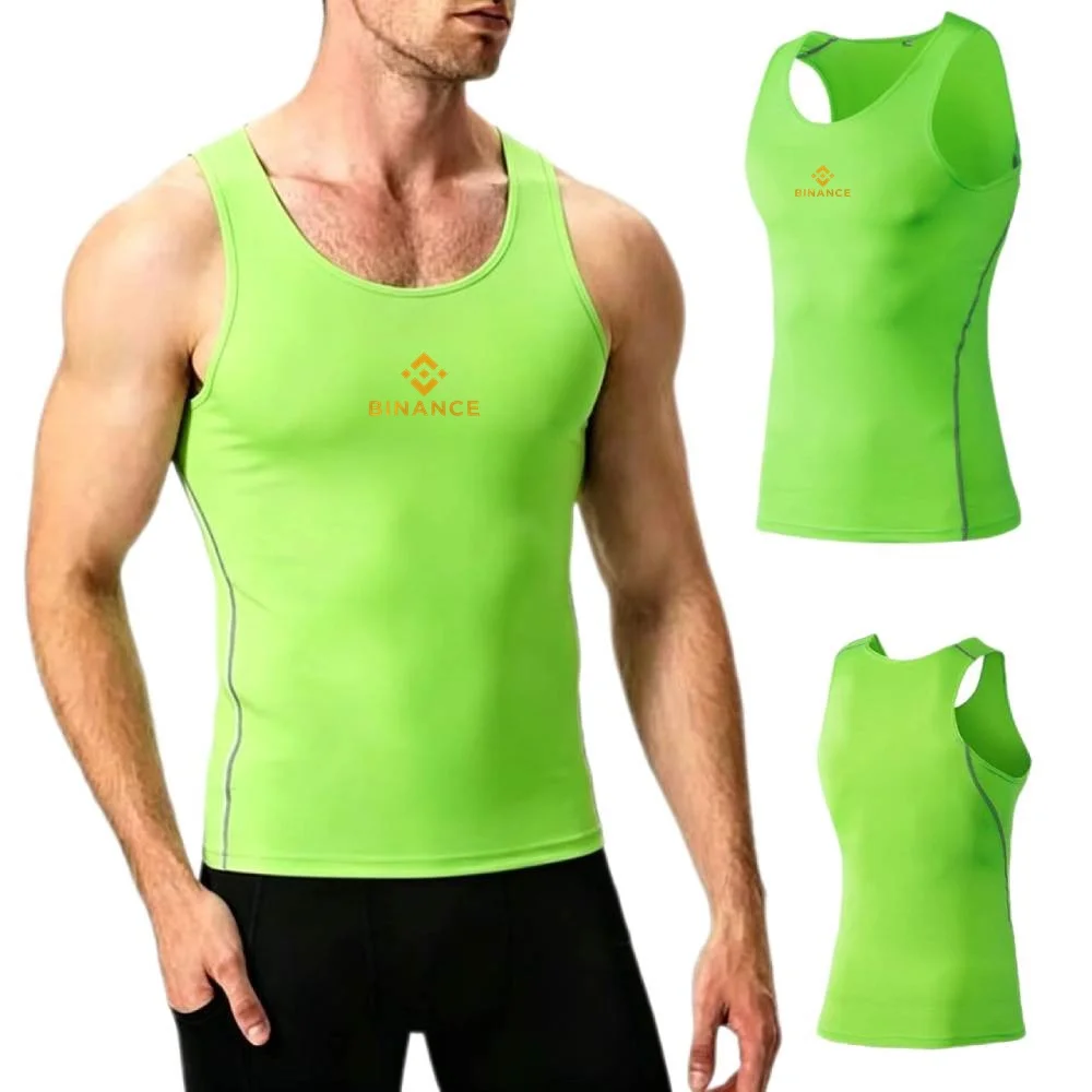 Men's Shirt Sleeveless Tank Top Man Quick Dry Workout Fitness Gym Base Layer Undershirt Running Vest Binance Crypto New Youth