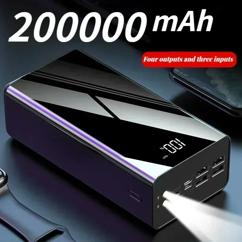 

Mobile power bank 200000mAh portable fast charging mobile power bank 4USB charger suitable for external battery of Huawei iPhone