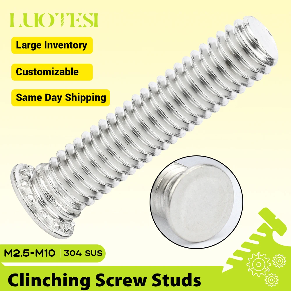 Self Clinching Screw Studs 304 Stainless Steel  Pressure Rivet Screw M3 M4 M5 M6 M8 Flush Head Stud FHS Length 6-40mm
