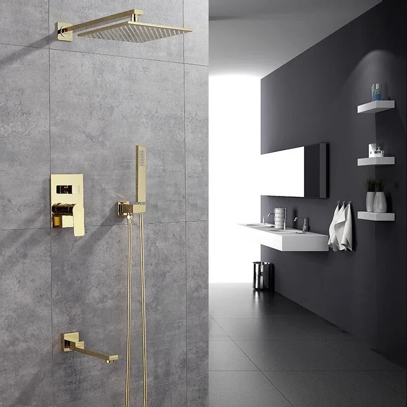 BAKALA 10-Inch Luxury Gold Bathroom Shower Faucet Wall-Mounted with Hand Shower And 1.5m Hose for Bathtub And Shower Mixer Tap