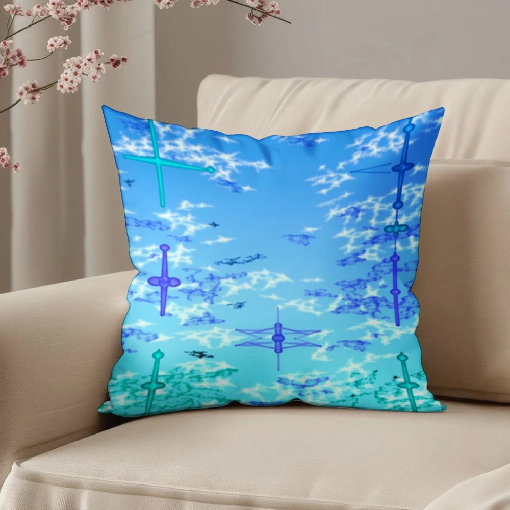 Square Throw Pillow Case Blue Sky And Clouds Dragonfly Print Decorative Cushion Cover For Living Room Sofa Bedroom Home Decor