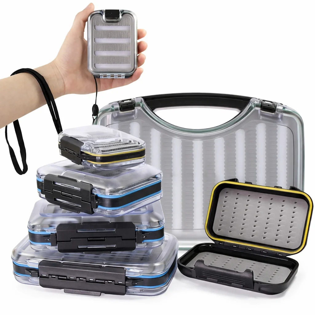 Classic Double Sided 100% Waterproof Fly Fishing Box, Clear ABS Lid, High Density EVA Foam Inserts