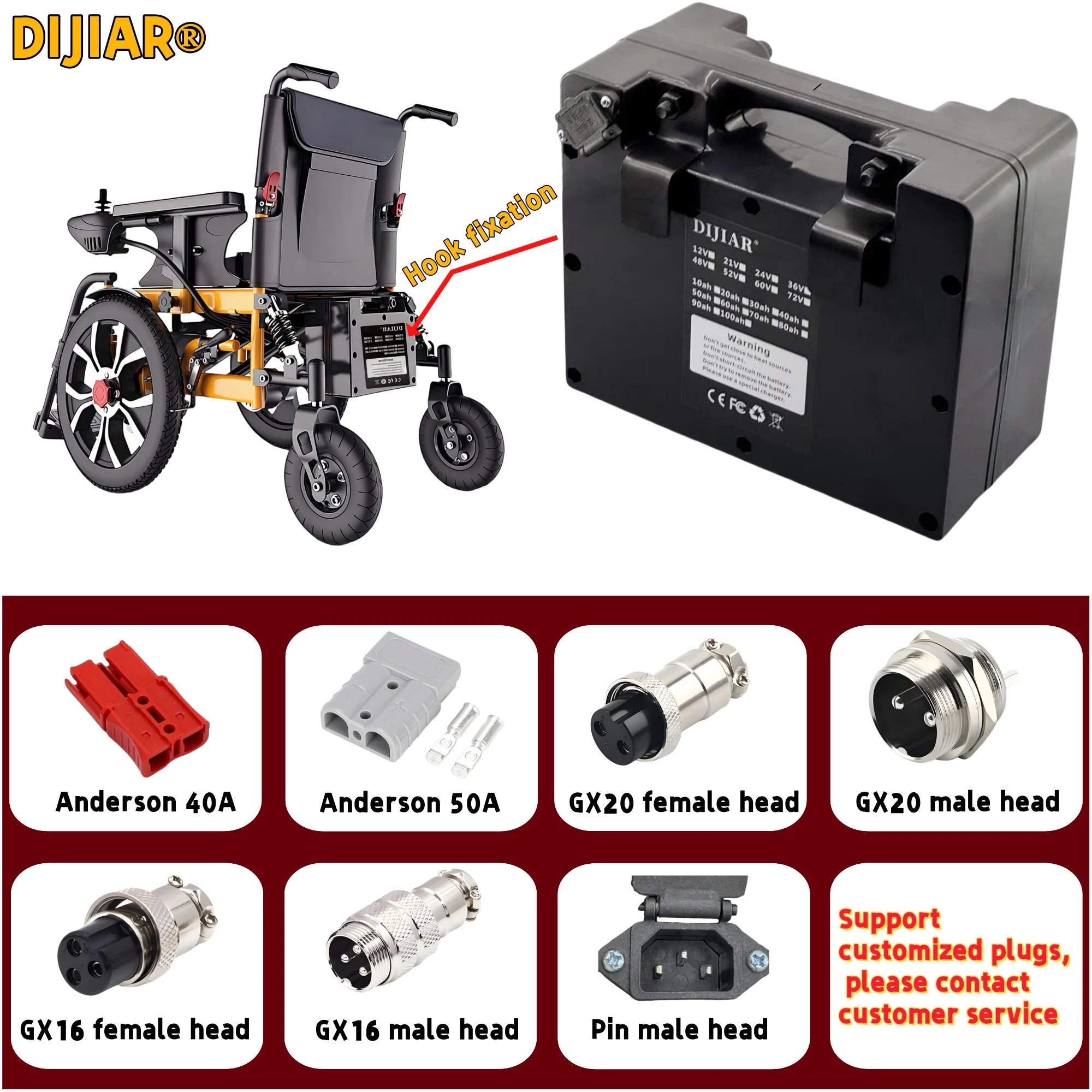 النقل الجوي، 24 فولت العلامة التجارية الجديدة سعة كبيرة 18650 بطارية ليثيوم أيون 20AH-70AH تطبيق كرسي متحرك، سيارة التنقل لكبار السن #2