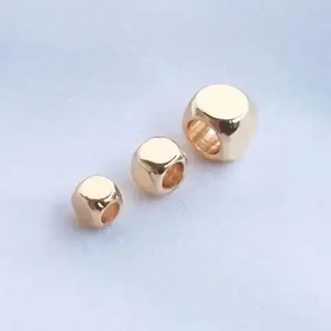 

14K Gold Square Beads with Scattered Separators Corner-Cut Handmade Dice for DIY String Jewelry Bracelet Accessories