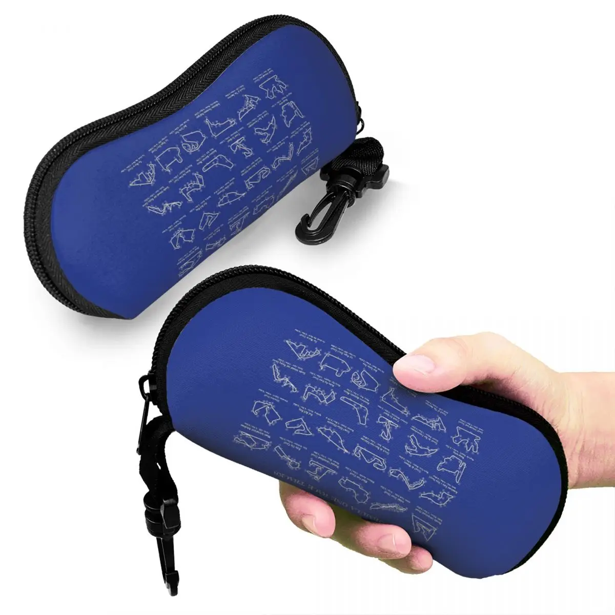 

F1 Race Tracks (White Stencil-No Background) Shell Glasses Case Protective Sunglasses Box Women Men Soft Eyeglass Bag Pouch