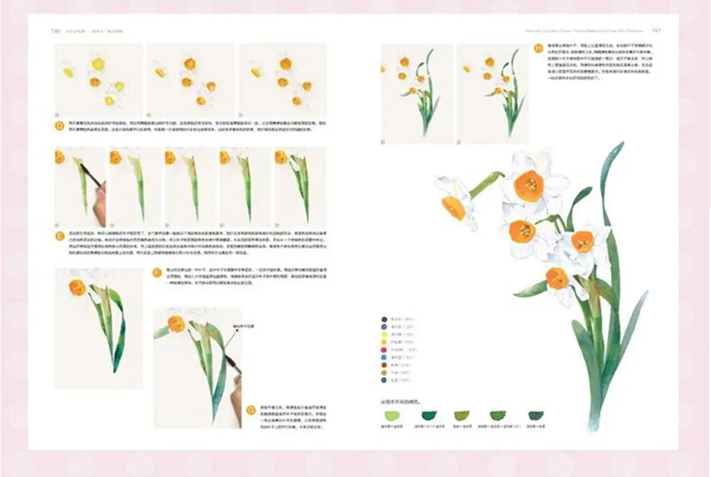 Watercolor compulsory course Textbook Detailed Introduction Techniques of Flowers for Adults Children