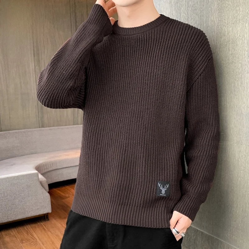 

Men's round Ne Knitwear Winter Thiened Loose Base Layer irt Casual Sle Long Sve Polyester Fiber Youth Faion