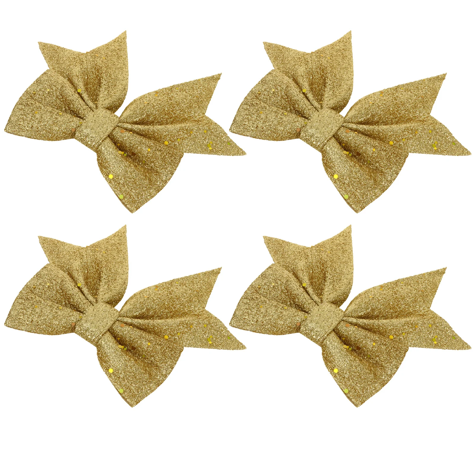 

1Pcs DIY Christmas Bow Ornament Gold Dust Effect Hanging Decoration Christmas Tree Festive Bow Decor Gift Wrap Accessory