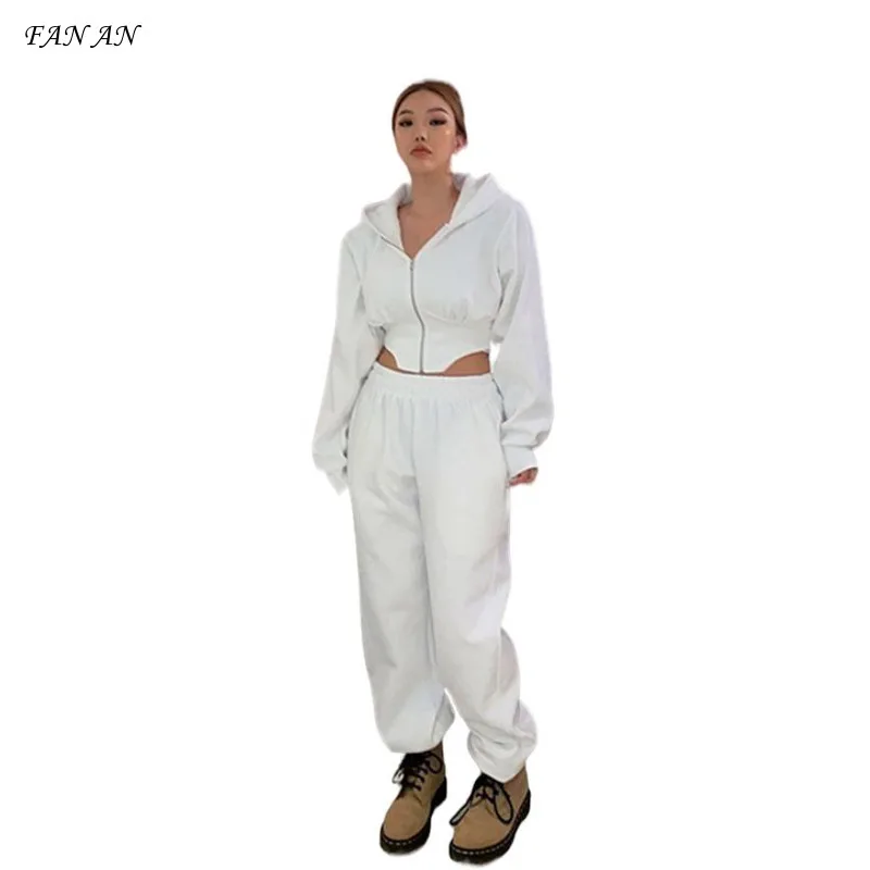 Sweater Pants Two-piece Set for Autumn and Winter 2024, New Style Without Fleece Hooded Short Fashion Casual Sports Suit  Women