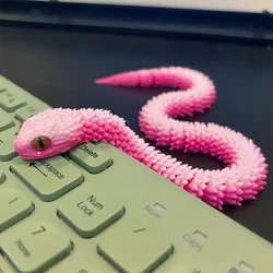 3D Printed Snake Rotatable Articulated Realistic Snake 2025 New Year Gifts Creative Home Office Desktop Ornament Crafts Gift