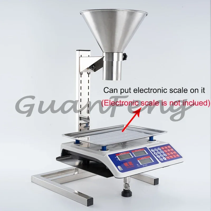 Manual Packaging Feeding Hopper with Bracket, Stainless Steel Vacuum Bag Funnel for Industrial Bulk Filling Work