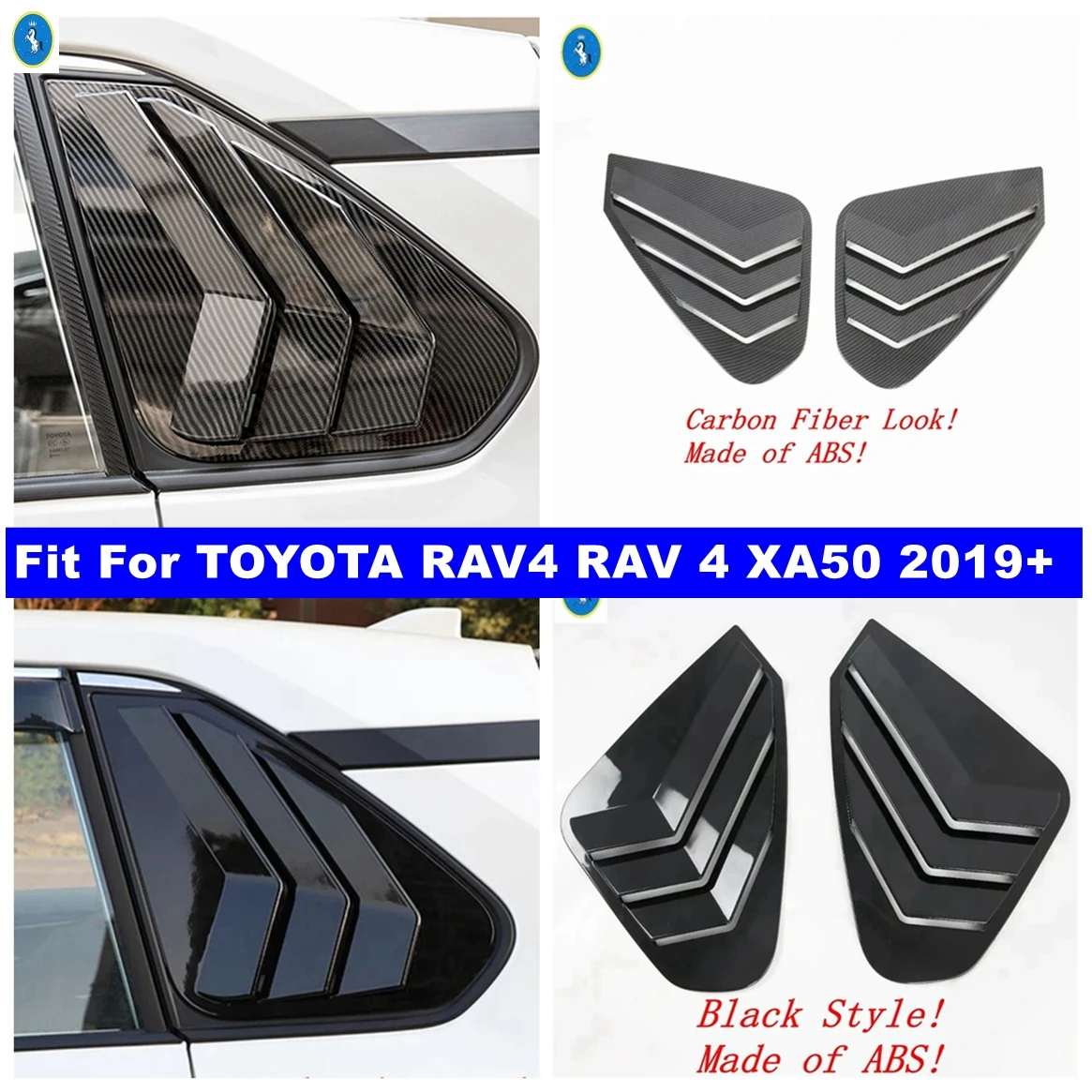 

Fit For TOYOTA RAV4 RAV 4 XA50 2019 - 2023 Side Vent Window Louvers Car Rear Quarter Spoiler Panel Cover Trim Auto Accessories