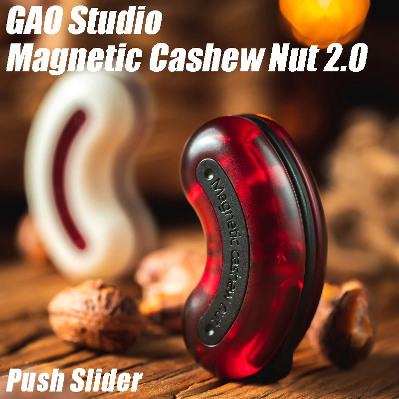 GAO Studio 2.0 Magnetic Cashew Nut Push Slider White Red Decompression Toys Office Magnetic Toys