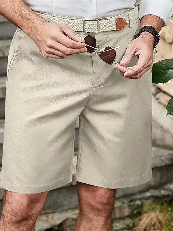 Men's Casual Loose Pure Color Shorts Fashionable Streetwear Summer Lightweight Breathable Polyester Fiber mid Waist