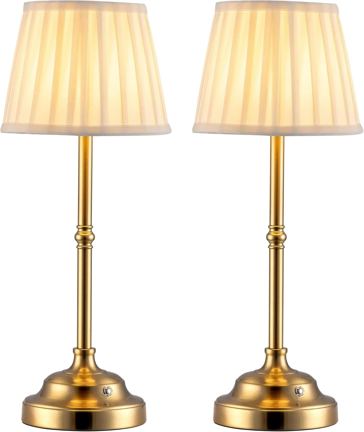 Set di 2 Lampade da Tavolo LED Senza Fili, Ricaricabili e Dimmerabili con Paralume in Tessuto per Camera da Letto e Sala da Pranzo