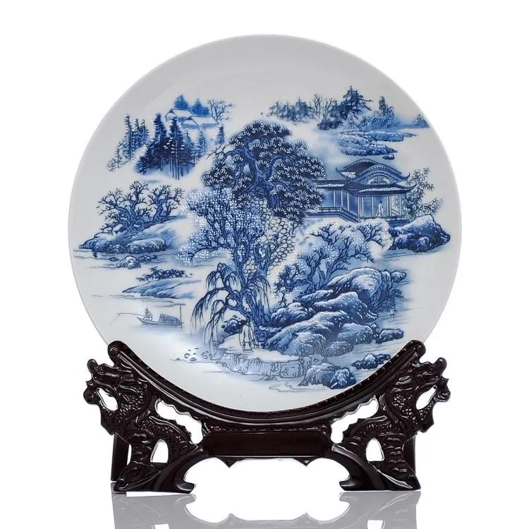 

TOP GOOD business present -TOP handicraft Vintage CHINESE landscape porcelain Decor art plate limited edition Decoration