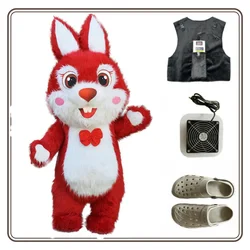 2.6m Giant nadmuchiwane Furry maskotka kostium królika dla rozrywki śmieszne zwierząt wysadzić Bunny garnitur wakacje Fancy Party Dress