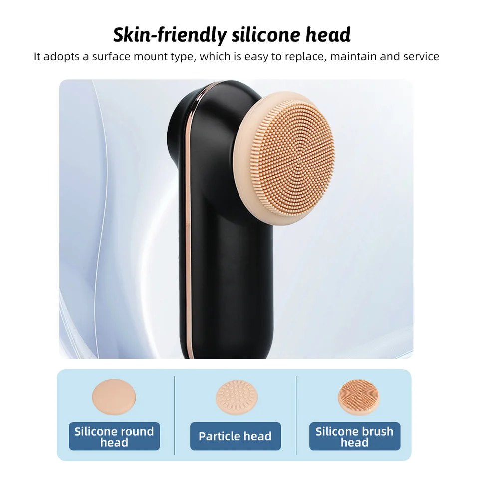 USB Rechargeable Wireless Handheld Bathroom Massager Portable Face Eye Forehead Heating Lift With 3 Replaceable Heads