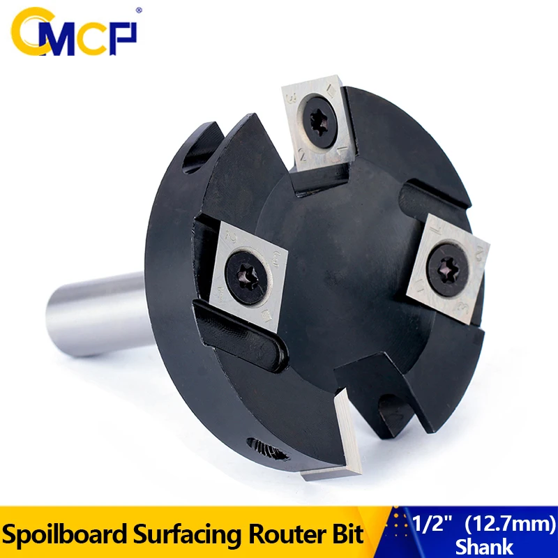 

CMCP 1/2" Shank Spoilboard Surfacing Router Bit Spoilboard Planer Bit 63.5mm Cutting Diameter Carbide Insert-Style Bit For Wood