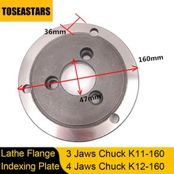 Fresatrice Tornio Flangia Piastra di indicizzazione Piastra di collegamento per 3 ganasce K11-160 4 JAW K12-160 Mandrino da 160 mm