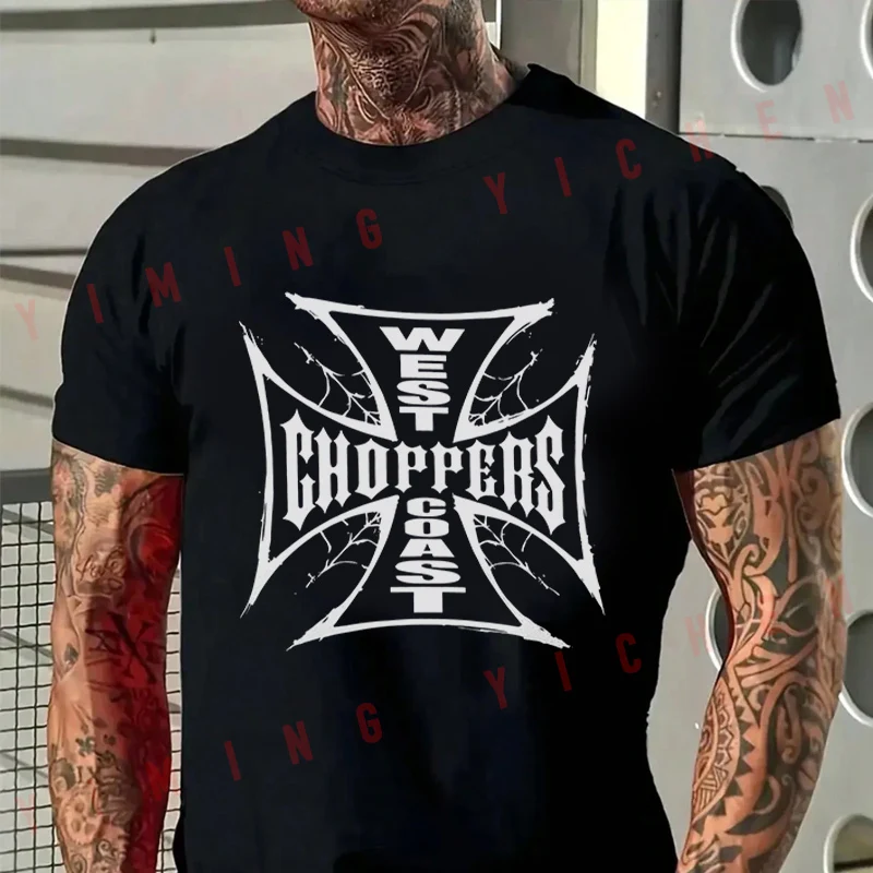 

Chopper Motorcycle Pattern Men T-Shirt Moto Cotton Summer O-neck Short Sleeve Fashion Hip Hop Tee