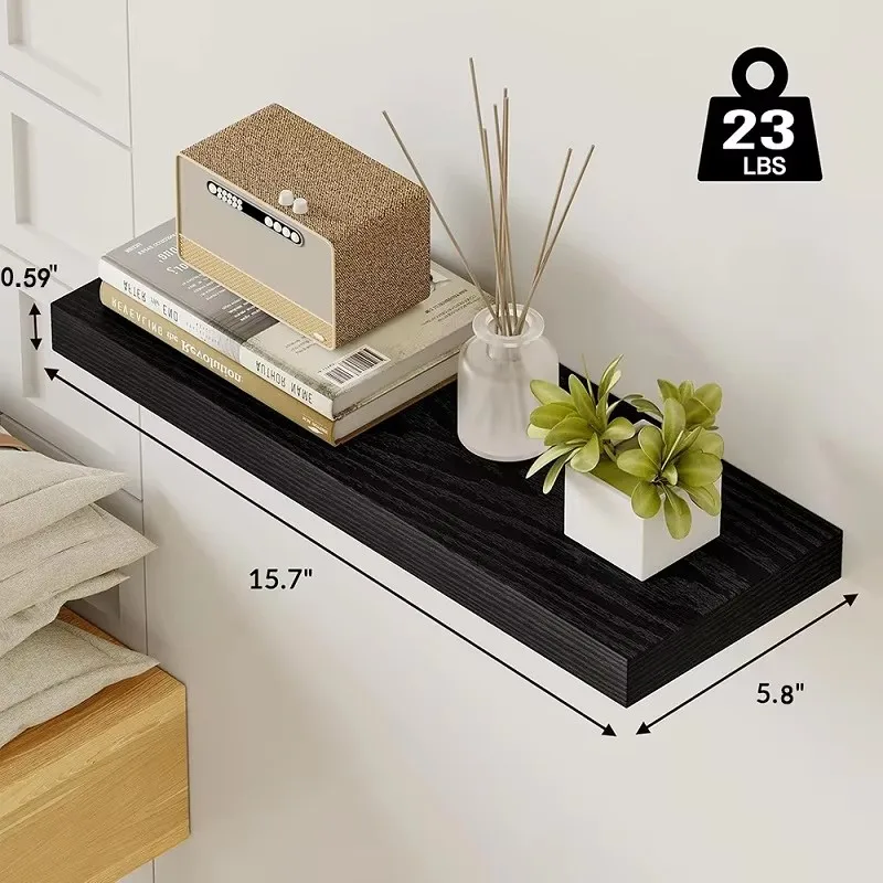 Solid Wooden Floating Shelves Wall Mounted Bookshelf Display Stand Storage Organizer For Bedroom Living Room Kitchen Home Decor