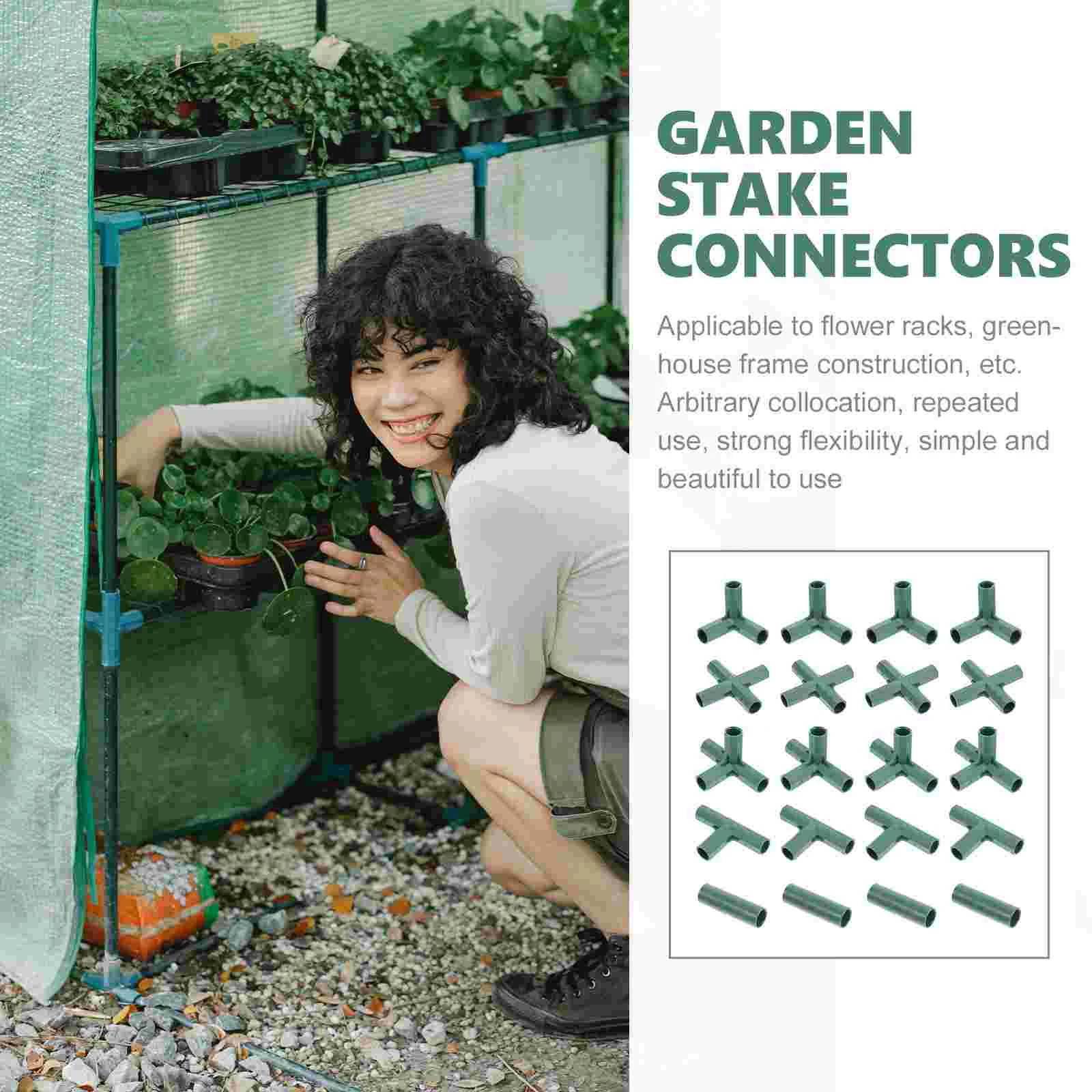 20 Pcs Plants Greenhouse Connector Gardening Supplies Pillar Joints Planting Pipe Fixing Suite Shade Trellis Stake Connectors