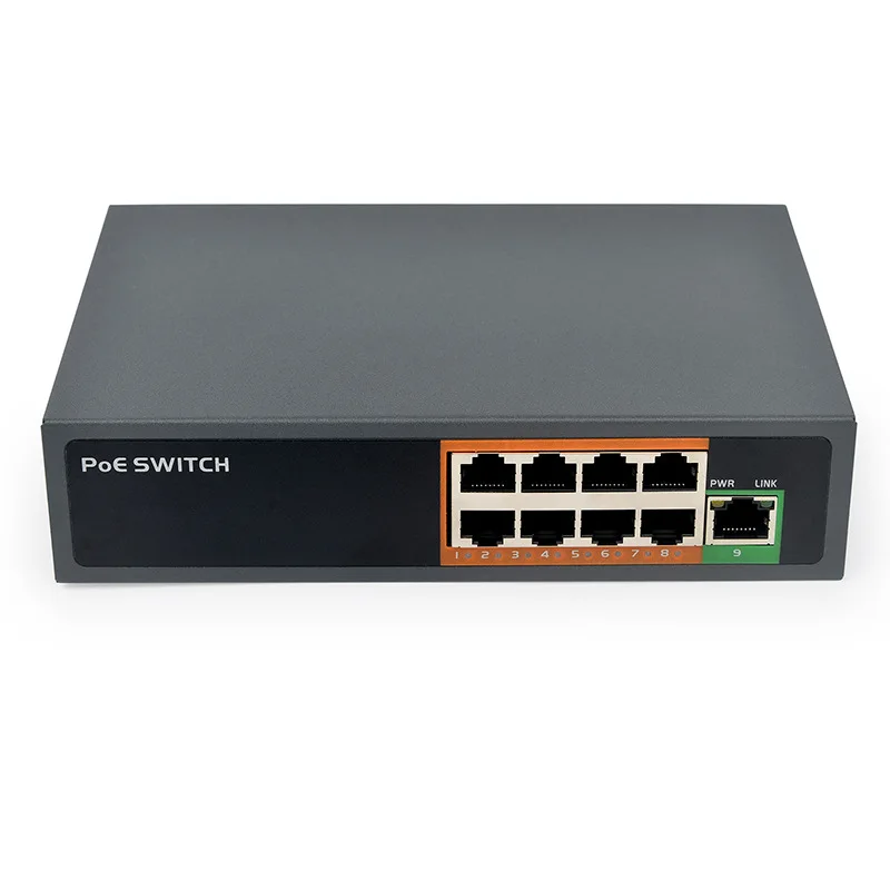 48V 250m POE Switch 100Mbps Switch Ethernet with 8 Port  Smart IP Switch