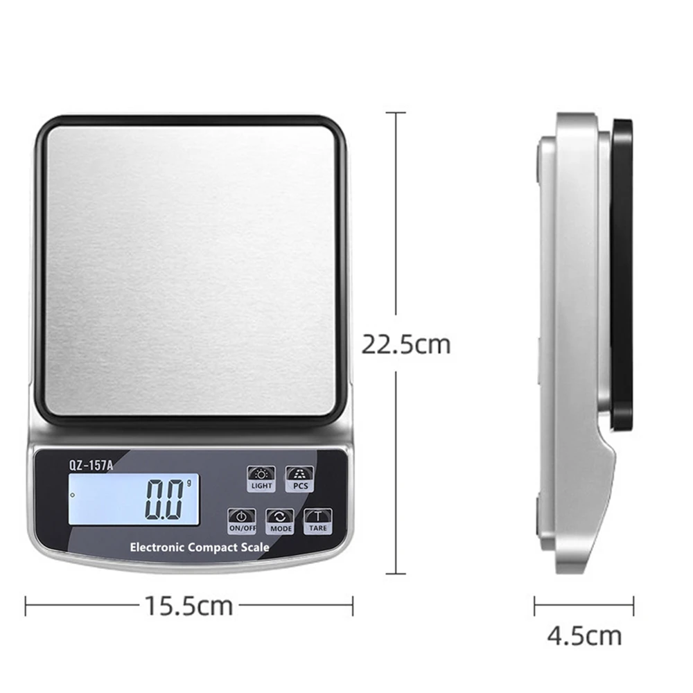 15/10/3KG Digital Kitchen Scale Smart Measuring Tools Waterproof Coffee Scale with Calibration fit in USB Charge/plug-in/battery